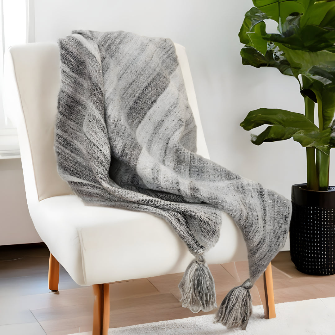 Gray Woven 100% Poly Pet Throw Blanket-1