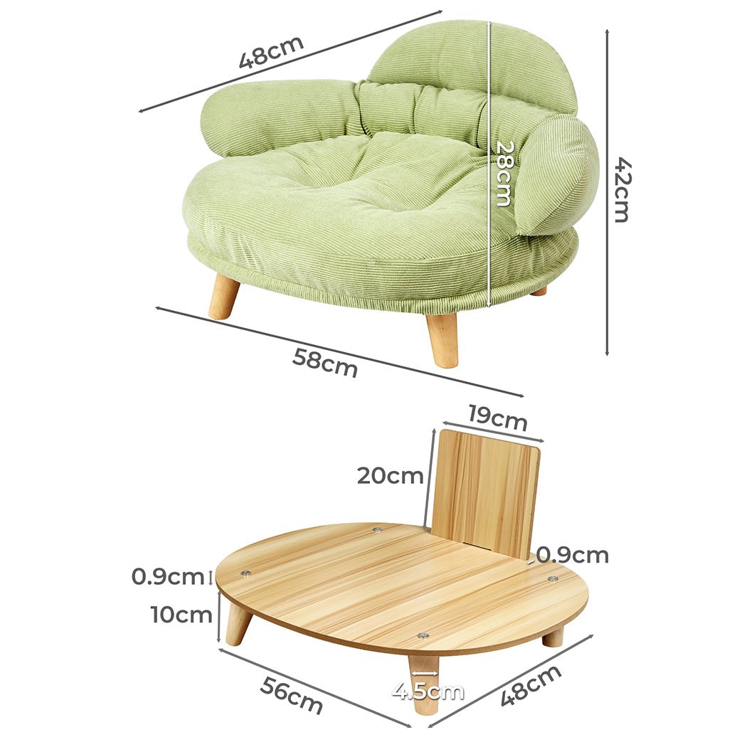 Plush Elevated Pet Sofa Bed - Green-2