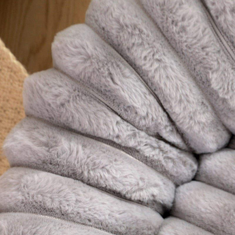 Plush Ribbed Round Pet Bed - Cream-3