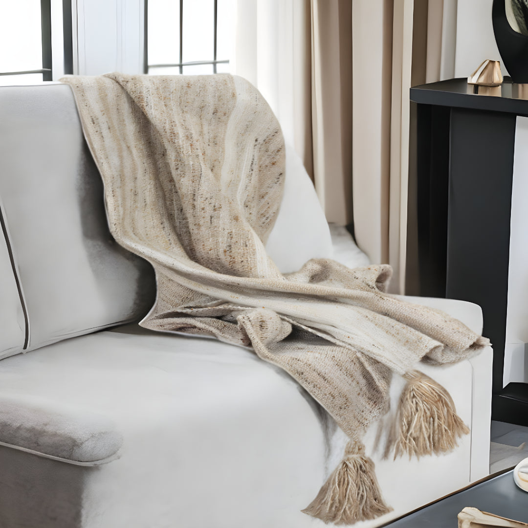 Beige Woven 100% Poly Pet Throw Blanket-1