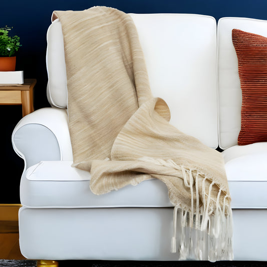 Beige Woven 100% Poly Pet Throw Blanket-1