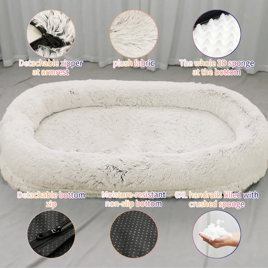 Fluffy Oval-Shaped Pet Bed - Blush Pink-1