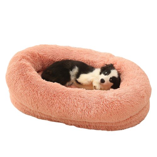 Fluffy Oval-Shaped Pet Bed - Blush Pink-0